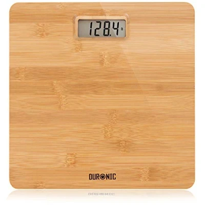 Imagen de Duronic BS503 Báscula personal digital de 180 kg Gran pantalla LCD Sensores alta precisión para medición precisa corporal automática fina bambú ecológica controlar el peso