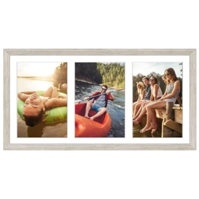 Imagen de Americanflat Marco de Fotos Collage en MDF a la Deriva 20x41 cm 3 13x18 Formatos Horizontal y Vertical, Vidrio Resistente los Golpes Incluye Accesiorios Colgado