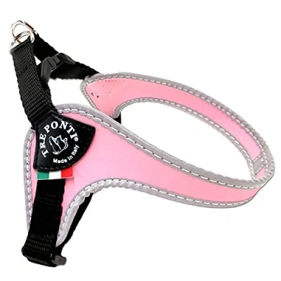 Imagen de Tre Ponti Fibbia Arnés para Perro pequeño con Correa Ajustable el Vientre, 1,5 cm, Color Rosa