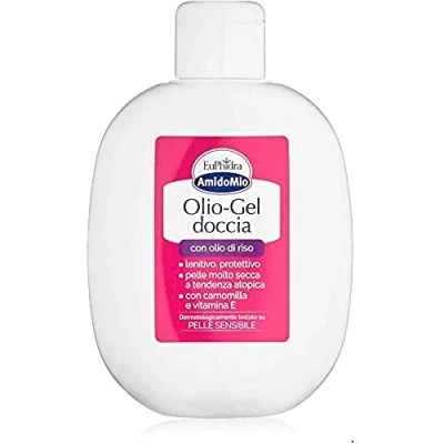 Imagen de Amido Mio aceite de gel ducha, arroz, limpiador para pieles sensibles a los tensioliti, manzanilla, 200 ml