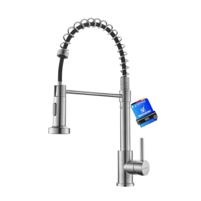 Imagen de Ibergrif M22143A Grifo Profesional Cocina con Ducha Extraíble, Mezclador de Fregadero, Acero Inoxidable, Níquel Cepillado