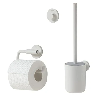 Imagen de Tiger Urban Juego de accesorios aseo Escobilla baño con soporte Portarrollos sin tapa Gancho toalla Blanco