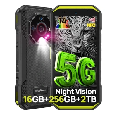 Imagen de Ulefone Armor X32 Pro 5G Movil Resistente 2025, Android 14 Smartphone 16GB+256GB/SD 2TB 5500mAh Teléfono Movil, Cámara 64MP+16MP+25MP, 3 Slots/Flashlight/Octagon Dome Inspired Design/OTG/NFC Verde