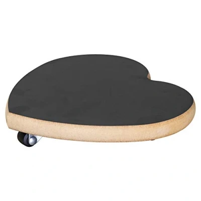 Imagen de WAGNER Soporte con ruedas para plantas CORAZÓN negro Ø 20 x 4 cm I Carrito flores interior, MDF revestimiento de melamina, Carro Capacidad carga 100 kg 20027701