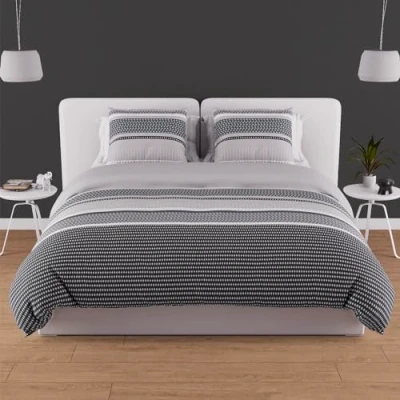 Imagen de Soleil d&#039;ocre THALES Set funda nórdica de algodón 57 hilos, Gris, 260 x 240 cm