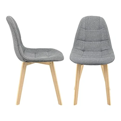 Imagen de [en.casa] Set de 2 Sillas Diseño Kopparberg 86 x 53 47 cm Comedor Cocina Salón Asiento Tapizado Cómodo para Oficina Patas Haya Gris Claro