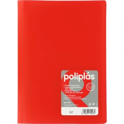 Imagen de Grafoplas I Carpeta con Fundas Plastico 10 Transparentes Tamaño Folio Rojo Serie Poliplas Opaco Fabricados en España Tapas Flexibles Gran Capacidad de Almacenaje