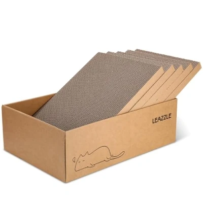 Imagen de LEAZZLE 5 Piezas Rascador para Gatos, Caja Rascadora Gatos con Cartón,Tablero de Doble Cara diseño Orificio Interactivo,Muebles Resistentes