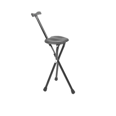 Imagen de PEPE Bastones para Mayores con Silla (Altura 87 cm, No Regulable), Bastón Plegable Adulto Mayor, Asiento 3 Patas, Aluminio, Negro