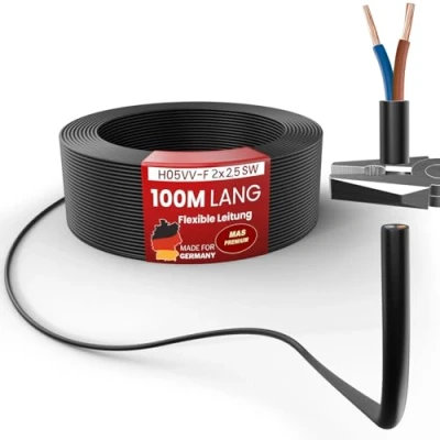 Imagen de MAS Premium de 5 a 100 m manguera plástico H05VV F 2, 3 o x 0,75; x1; x1,5 x2,5 y 4G0,75 Cable flexible para dispositivos (H05VV 2 2,5 SW, m)
