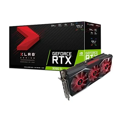 Imagen de PNY GeForce RTX 3090 Ti 24GB GDDR6X XLR8 Gaming Epic X RGB Uprising Triple Fan Tarjeta gráfica Overclocked Edition, Black