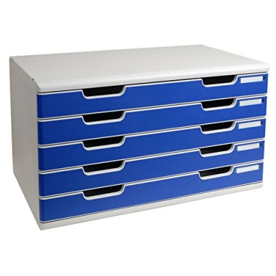 Imagen de Exacompta Modula Classic 322003D Cajonera (tamaño A3, 5 cajones), color azul y gris