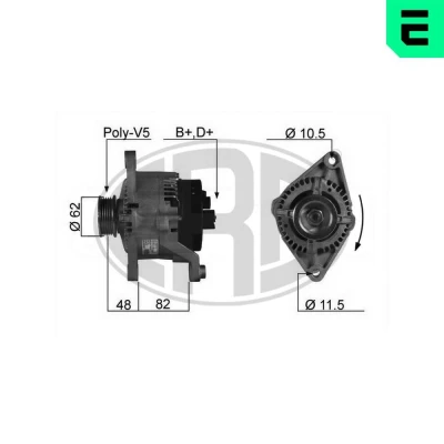 Imagen de ERA 210079A Alternador 14V 75A FIAT: Ducato II Camión de plataforma/Chasis, Bus, Furgón