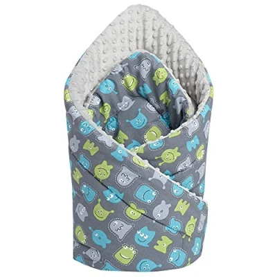 Imagen de Medi Partners Saco de Dormir recién Nacido Minky 100% Algodón 75x75cm Todo el año Croissant para niños Multifuncional Antialérgico (Menta Zoo con Beige)
