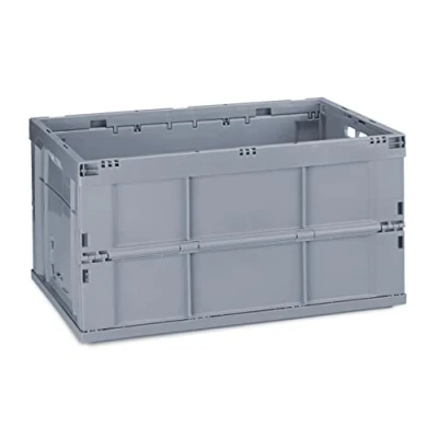 Imagen de Relaxdays, 31.5 x 58.5 40 cm Caja de Almacenaje Plegable 60 L, Plástico, Gris, 31,5 58,5