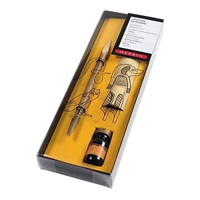 Imagen de J.Herbin Herbin 28000T un set &#039;&#039;Ecriture égyptienne&#039;&#039; comprenant calame, une feuille de papyrus, flacon d&#039;encre noir et notice