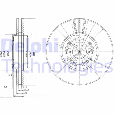 Imagen de DELPHI BG2829 Disco de freno 296 32 5 ventilado aceitado sin procesar cojinete rueda, anillo sensor ABS LEXUS: IS I Berlina, Sportcross
