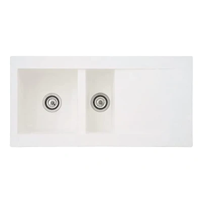 Imagen de Respekta Fregadero de cocina Denver mineralita en blanco / empotrable 1 cubeta 100 x 50 cm Lavabo adecuado para armarios inferiores 60 ancho