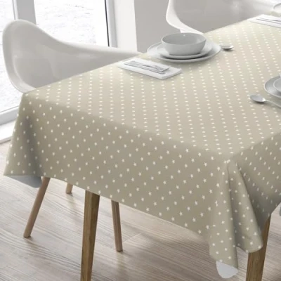 Imagen de Mantel de hule, rectangular 140 x 180cm Estrellas, Beige