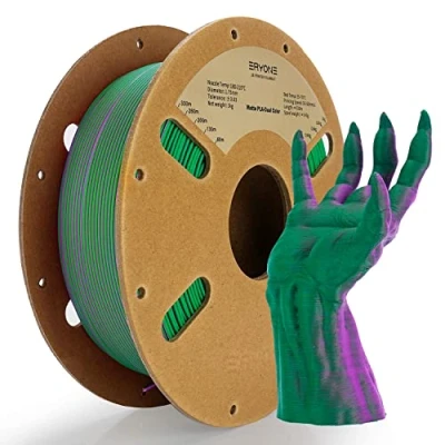Imagen de ERYONE Filamento PLA de doble color mate 1,75 mm para impresoras 3D, precisión +/ 0,03 mm, 1 kg/carrete,Mate rojo y verde
