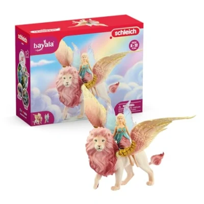 Imagen de schleich BAYALA 70714 — Hada Voladora y León Alado con Partes Móviles Figura de Colección Dragones Seres Míticos Juguetes para Niños 5 Años o Más