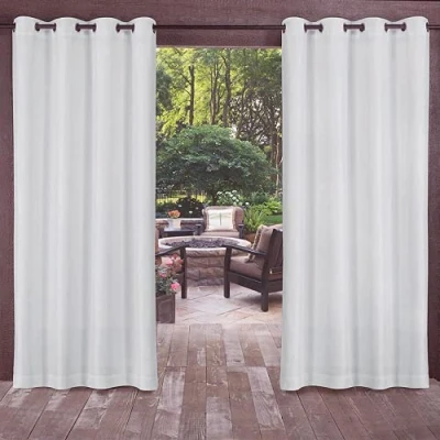 Imagen de ele ELEOPTION Cortinas de Exterior, Resistentes al Agua, Protección UV, Cortina Exterior con Ojales, Opaca para Jardín, Patio, Balcón, Blanco, 1 Trozo / 132 X 240cm