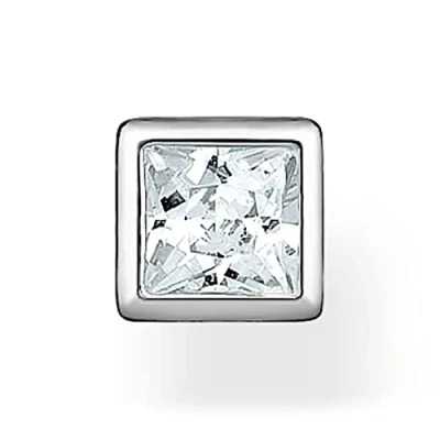 Imagen de Thomas Sabo Pendiente simple, piercing cuadrado de piedra blanca y plata, H2256 051 14, en storlek, Plata ley, No es una preciosa