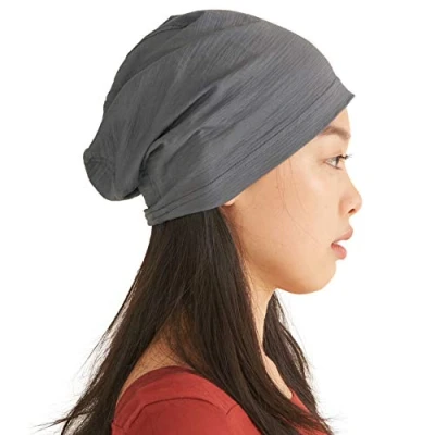Imagen de Gorra Ligera Verano para Hombre Gorro de Mujer Slouchy Beanie Slouch 100% algodón Sombrero Elastico Gris