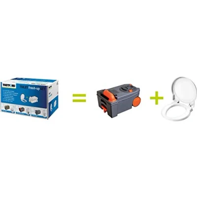 Imagen de Thetford Fresh Up Set C de 250 con ruedas + Mango Incluye Asiento/Tapa, limpiador tanque (1L. para depósito residuos Baños (500 ml.).Caravana Camping móviles Caravana al aire libre.