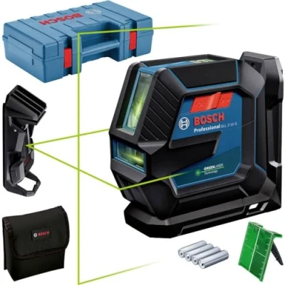 Imagen de Bosch Professional Nivel Láser de interior GLL 2 15 G (láser verde, soporte LB 10, para techos, alcance visible: hasta m, 4x pilas AA, maletín)