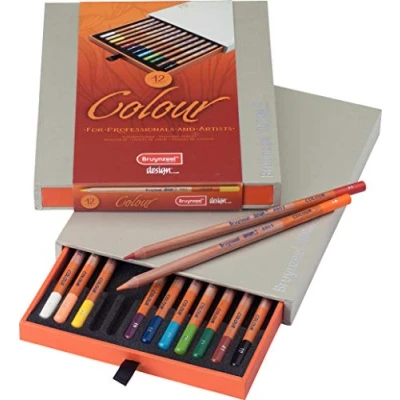 Imagen de Bruynzeel Design Juego Profesional de 12 Lápices Colores en Caja Artista para Dibujar, Esbozar y Colorear