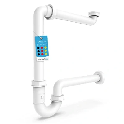 Imagen de Bächlein G 1 1/4 Pulgadas Sifón de Ahorro Espacio para el Baño Lavabo Plano 32 mm Olores Made in Germany
