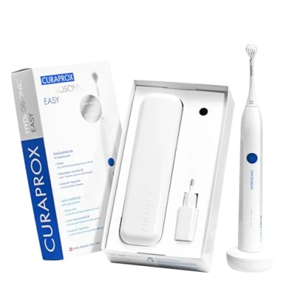 Imagen de Curaprox Hydrosonic Easy Cepillo de dientes sónico eléctrico, 3 niveles limpieza, temporizador 2 minutos, batería sensible y potente, con cargador estuche viaje