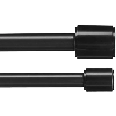 Imagen de Amazon Basics Barra de cortina doble, 2,54 cm, con terminales tapón, 183 a 366 cm , Negro