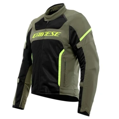 Imagen de Dainese Air Frame 3 Tex Jacket, Chaqueta de Moto Verano, con Forro Cortavientos, Hombre, Verde Militar/Negro/Amarillo Fluo, 44