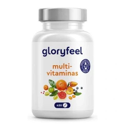Imagen de Multivitaminas y Minerales 450 Comprimidos (Suministro para +1 año) Todas las Vitaminas A,B,C,D3,E, Calcio, Zinc, Selenio Multivitaminico Activo Completo Hombre Mujer