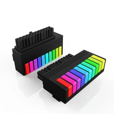 Imagen de Arcobaleno ARGB ATX 24 Pin 90 Grados Adaptador de Alimentación RGB para PC Placa Base Hembra a Macho,