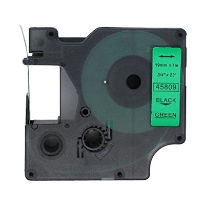 Imagen de BROVACS 1 paquete de cinta etiquetas negra sobre verde compatible con DYMO D1 45809 19 mm 3/4 pulgadas OPA2309