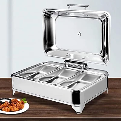 Imagen de RSHJD Chafing Dish Electrico, 9L Calentador de Comida para Buffet Inoxidable con Tapa Visible Hotel Fiesta y Cocina, Temperatura Regulable, Mantener La Fresca Deliciosa