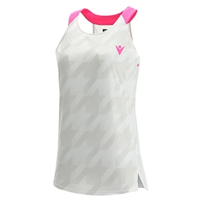 Imagen de Macron Padel Prime CB Iciar Tank Woman White/Neon Pink Printed Canotta da gioco, Mujer, Color Blanco, X Large