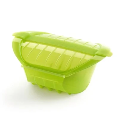 Imagen de Lékué Estuche de Vapor hondo, silicona platino Verde, 3 4 personas (1000 ml)