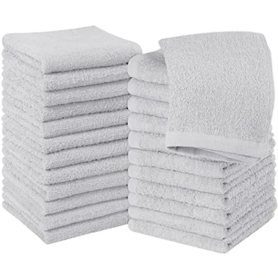 Imagen de Utopia Towels Juego de 24 paños algodón Hilado en Anillo, Toallas faciales Franela, Altamente absorbentes y Suaves al Tacto (Paquete 24, Plateado)