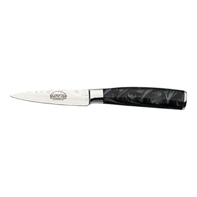 Imagen de Rockingham Forge Cuchillo Para Pelar, Serie Sunrise, 3,5 Pulgadas, Hoja de Acero Inoxidable con Mangos Resina, Negro Azabache, RF 2101BK