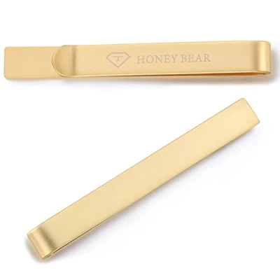 Imagen de Honey Bear Clip Pasador de corbata Talla normal Para Hombre Necktie, Acero inoxidable,Boda Negocio Regalo,5.4cm (Oro)