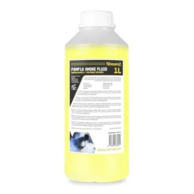 Imagen de BeamZ FSMF1 H Líquido de niebla botella 1 litro con densidad estándar, ECO para uso universal a base agua, sin olores, biodegradable, no irrita Amarillo