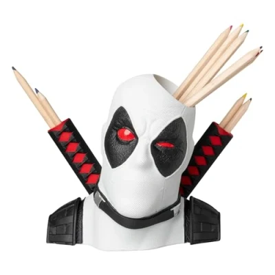 Imagen de Grupo Erik Lapicero Deadpool y Wolverine Figura Marvel, Portalapices escritorio 3D Organizador Accesorios escritorio, Licencia Oficial (Blanco)