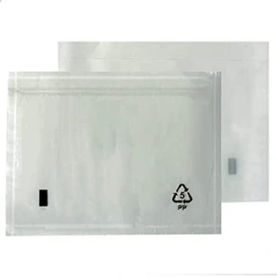 Imagen de Triplast 200 Sobres A6 lisos para documentos (158 x 110 mm) de plástico transparente con cierre autoadhesivo/fundas/bolsillos/carteras Adjuntar facturas, listas embalaje y notas