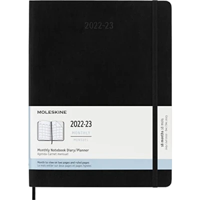 Imagen de Moleskine Agenda Mensual de 18 Meses para 2023, con Tapa Blanda, Tamaño XL 19 x 25 cm, Color Negro