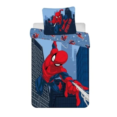 Imagen de Jerry Fabrics Spider Man Blue 08&quot; Ropa de Cama para Niños Funda Nórdica 160 x 200 cm y Almohada 70 80 Algodón 100%