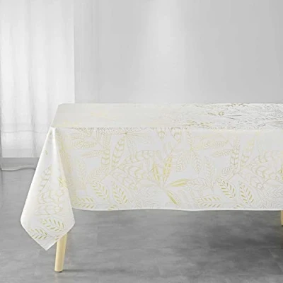 Imagen de Douceur d&#039;Intérieur, Belflor Mantel Rectangular (poliéster, 150 x 300 cm), Color Blanco y Dorado